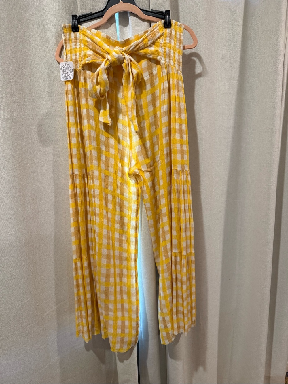 Free People Yellow White Checkered Skirt